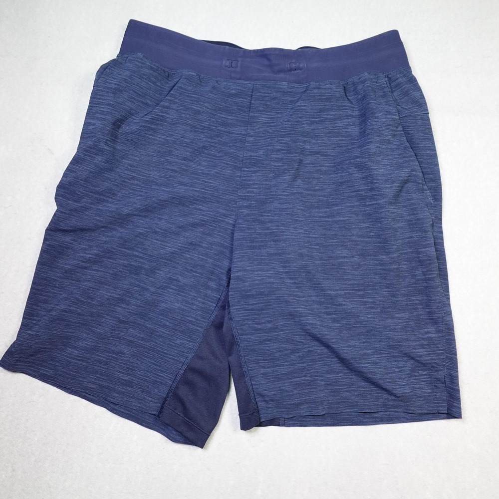 Lululemon Shorts Mens Medium Blue Heather Lined Athletic Running Zip Pocket Gym